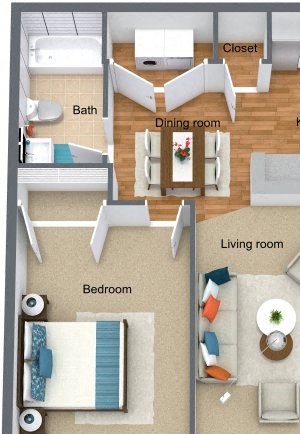 3D One Bedroom